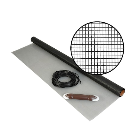 Phifer Fiberglass Screening Kit with 014x100' Spline, Roller and 36 x 25' Screen, Charcoal, One Roll 3022175
